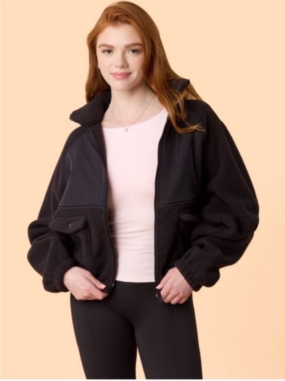 Blogilates Women’s Bonfire Fleece Jacket - Black Size 1X NWT